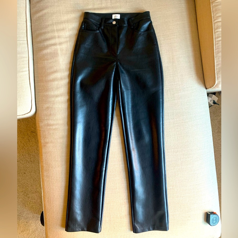 Aritzia Melina vegan leather pants, Sz Long
